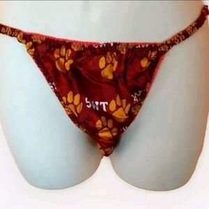 Vintage Merge Silk Southweast Texas University Satin String Bikini Panties L NWT